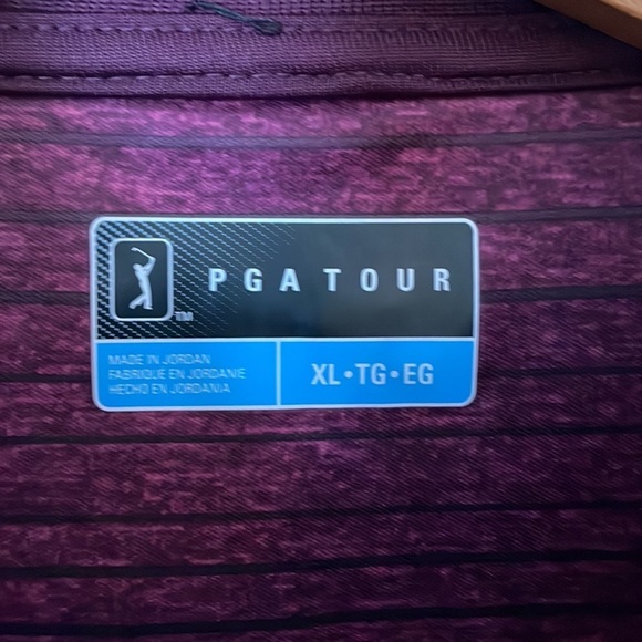 PGA Tour Men Polo Shirt SZ XL Short Sleeve Purple Moisture Wicking Cool - Picture 6 of 10